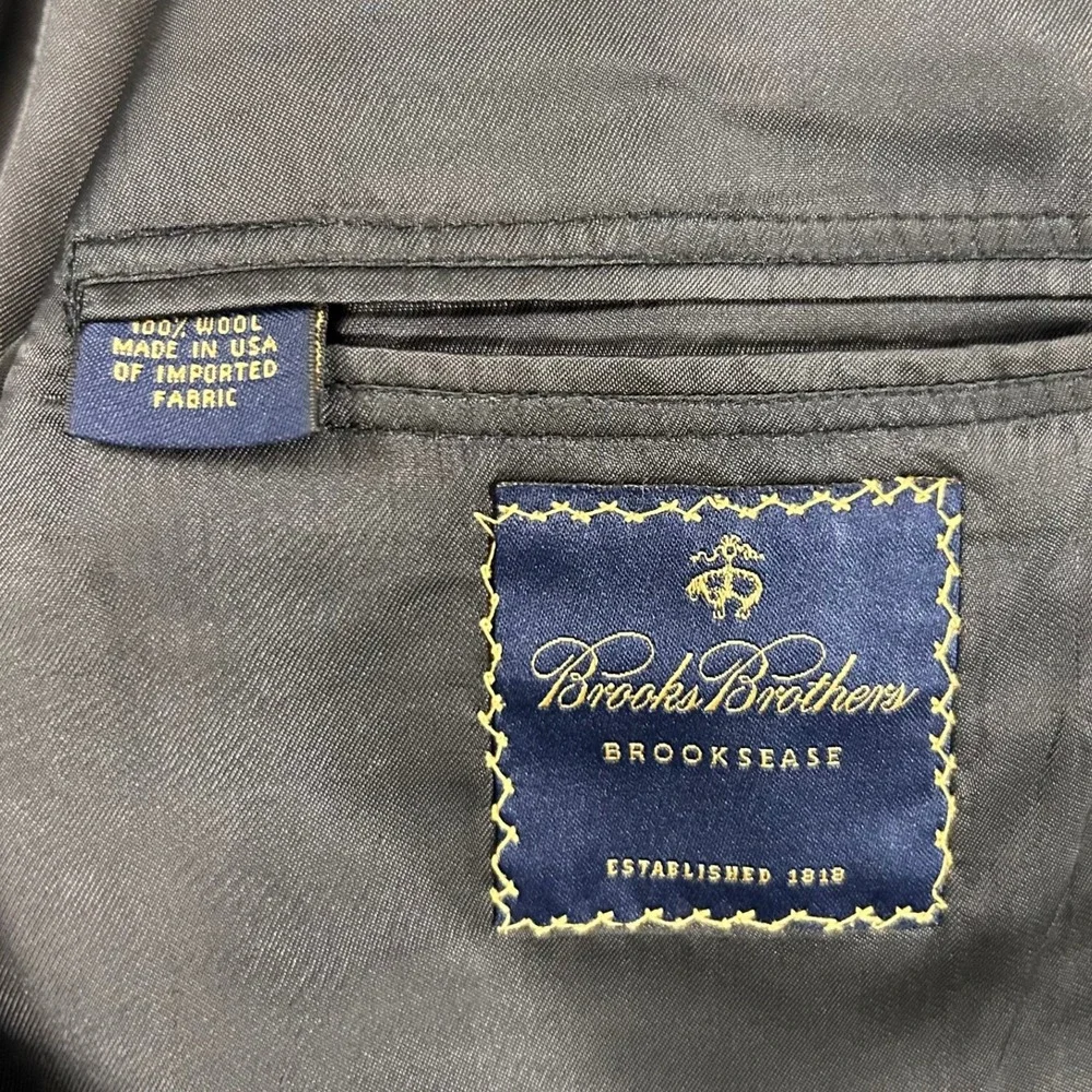 Brooks Brothers‎ Blazer Jacket Mens 42S Dark Gray Brooksease Wool Blend Suit USA